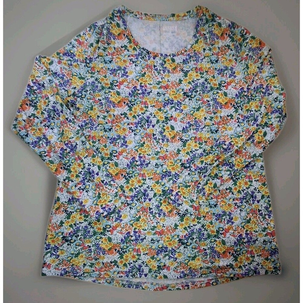 Duluth Trading Company Sz L Womens Longtail T Long Sleeve Top Floral Cotton